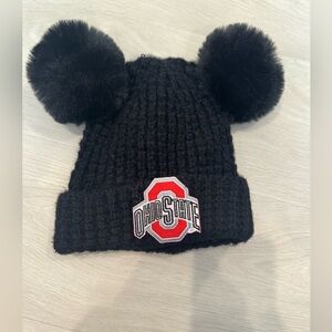Ohio State Pom Pom beanie with Ohio state patch never worn before